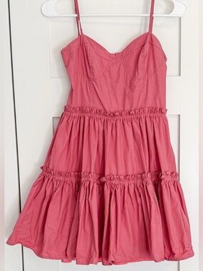 Dusty Rose Tiered Mini Dress Sweetheart Neckline Corset Feminine Ruffle Dress